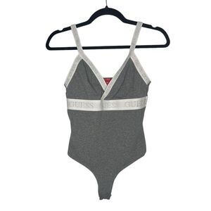 GUESS Women’s Small Bodysuit Top Gray V-Neck